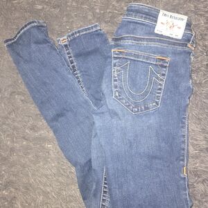 True Religion Women's Classic Blue Straight Leg Jeans